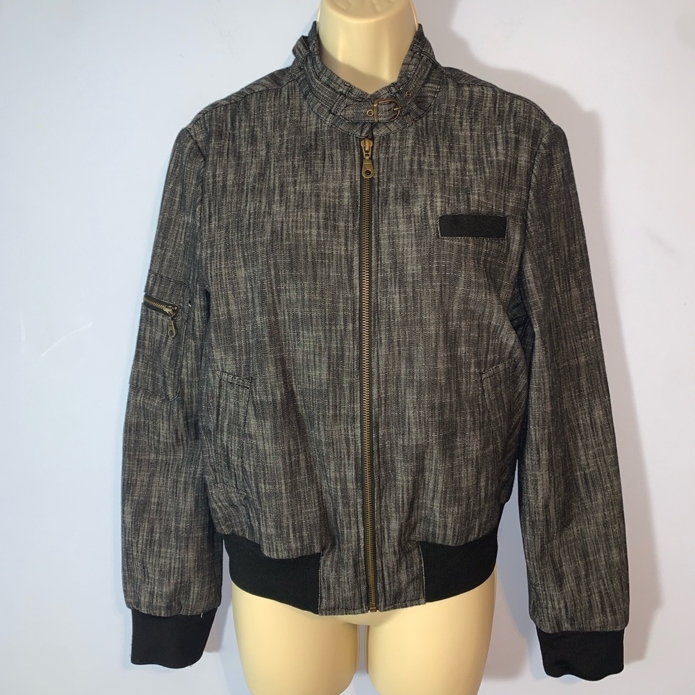 Lifestyle attitudes Larry Levine Charcoal Black Bomber cafe Jacket size medium